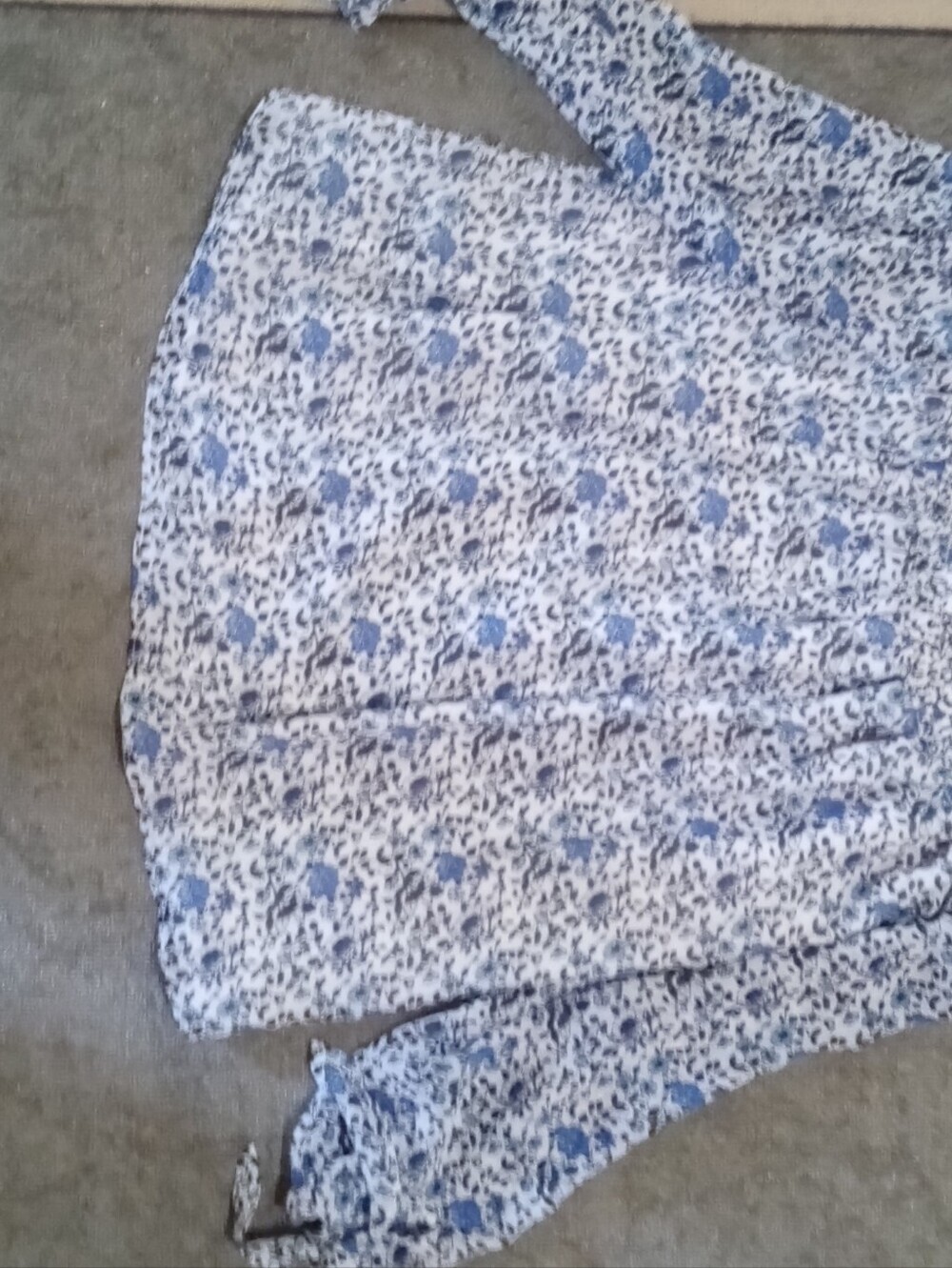 Kensie Floral Blouse in White and Blue